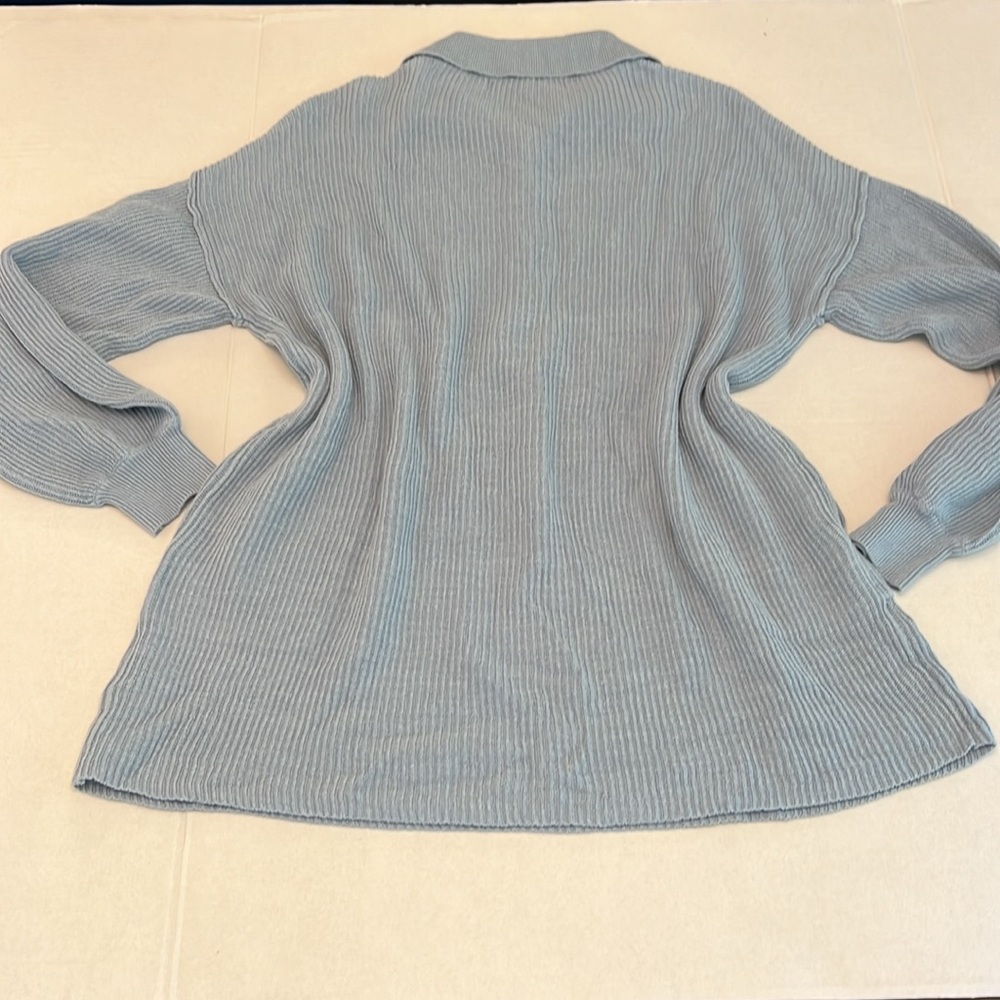 FREE PEOPLE BEACH RIBBED PICNIC SWEATER MINI DRESS  BLUE - Picture 16 of 16